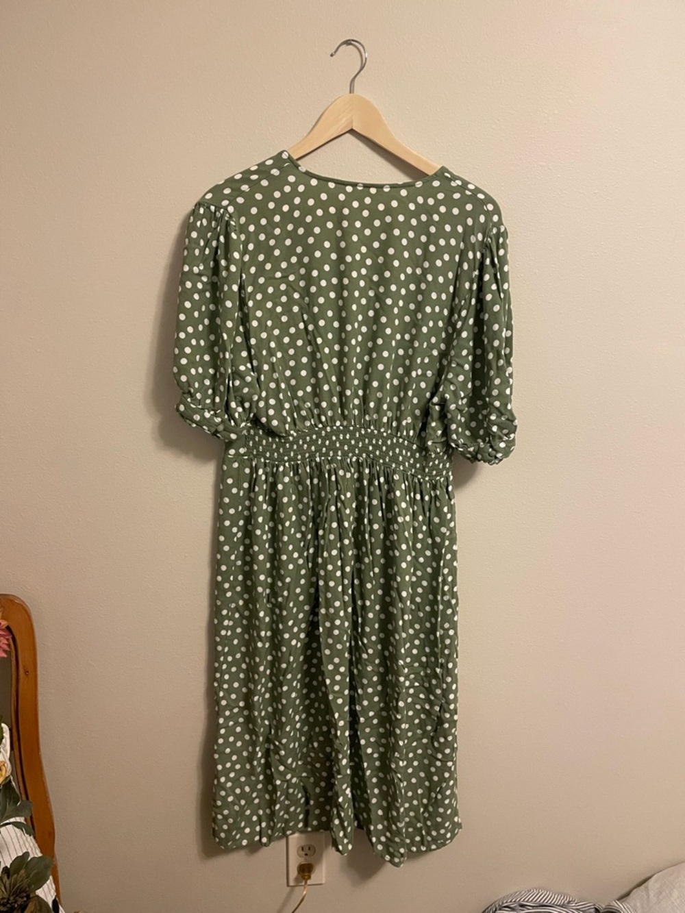 Time and Tru - Olive Green Polka Dot Midi Dress - Size XL - Picture 5 of 8